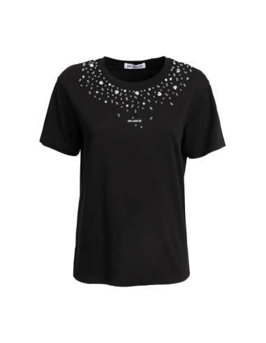 Influencer t-shirt girocollo con stampa e strass 05G0526 [f808b8d4]