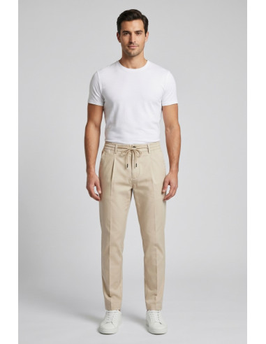 Moro pantalaccio in misto cotone stretch con pinces MES2681 [020f8df4]