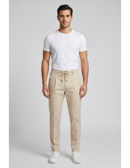 Moro pantalaccio in misto cotone stretch con pinces MES2681 [020f8df4]