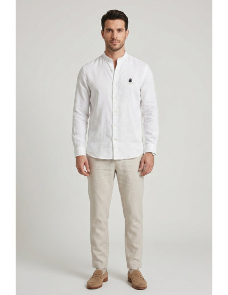 Beverly Hills Polo Club camicia coreana in lino Lead [83da793a]