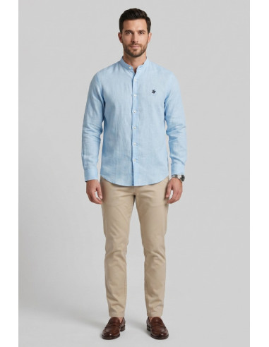 Beverly Hills Polo Club camicia coreana in lino Lead [1096b3ef]