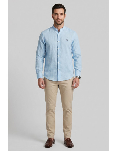 Beverly Hills Polo Club camicia coreana in lino Lead [1096b3ef]