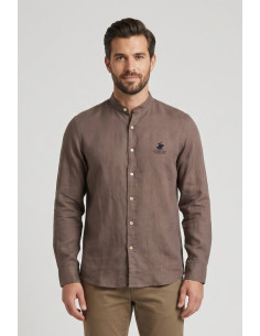 Beverly Hills Polo Club camicia coreana in lino Lead [b4e356d8]