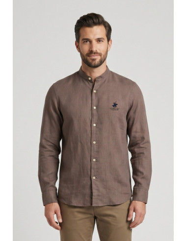 Beverly Hills Polo Club camicia coreana in lino Lead [b4e356d8]