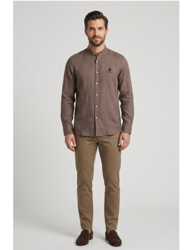 Beverly Hills Polo Club camicia coreana in lino Lead [dad8d4d1]