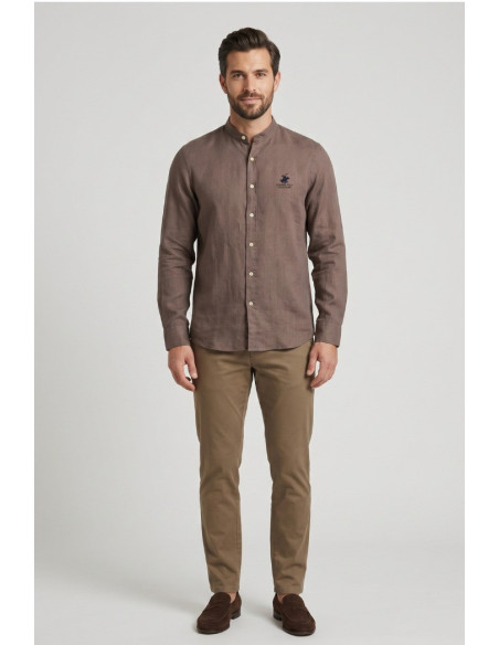 Beverly Hills Polo Club camicia coreana in lino Lead [dad8d4d1]