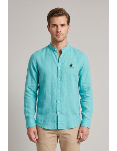 Beverly Hills Polo Club camicia coreana in lino Lead [81be5f47]