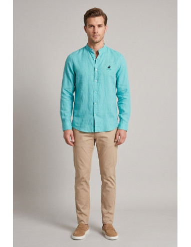 Beverly Hills Polo Club camicia coreana in lino Lead [ef85dd4e]