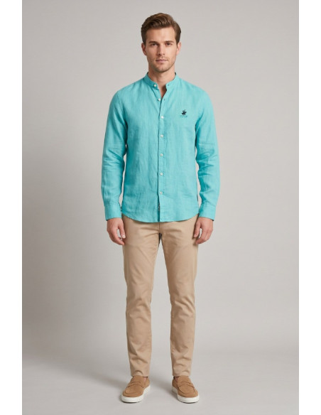 Beverly Hills Polo Club camicia coreana in lino Lead [ef85dd4e]