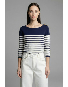 Influencer maglia a righe con scollo ampio 05J350 [74571e21]