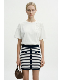 Influencer gonna corta in maglia a righe 05J7385 [a413aea2]
