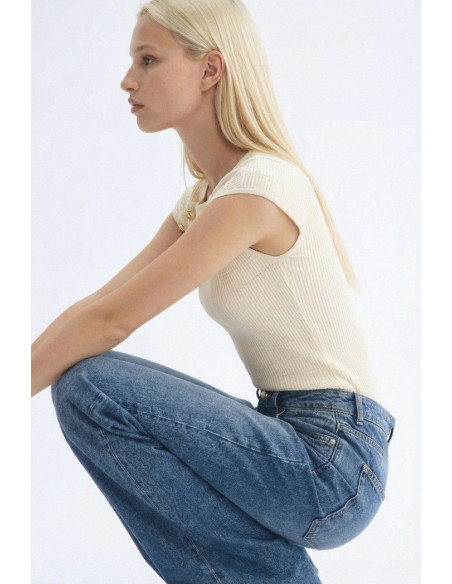 Influencer top in maglia a costine 05J7744 [baf0d8bb]