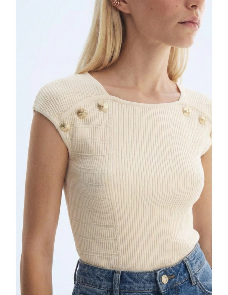 Influencer top in maglia a costine 05J7744 [0ded19bf]