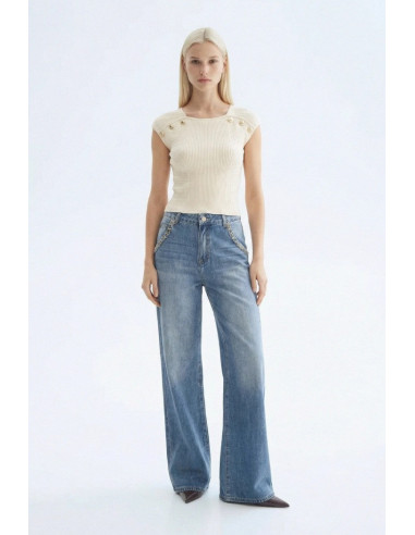 Influencer top in maglia a costine 05J7744 [bfa09fa5]