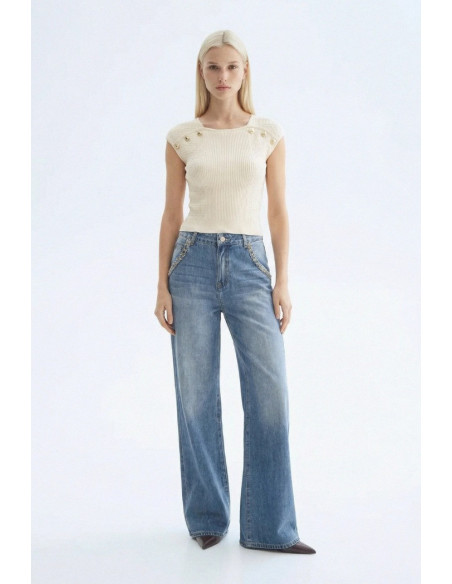 Influencer top in maglia a costine 05J7744 [bfa09fa5]