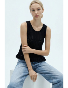 Influencer top smanicato con orlo smerlato 05J7747 [c50cbbbe]
