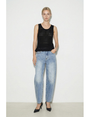 Influencer top smanicato con orlo smerlato 05J7747 [ab3739b7]