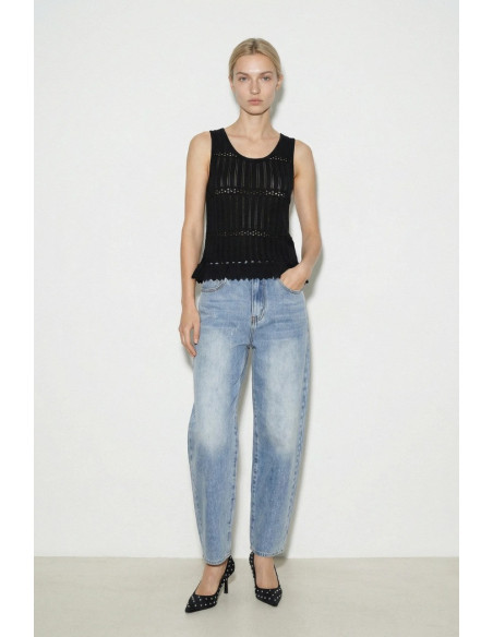 Influencer top smanicato con orlo smerlato 05J7747 [ab3739b7]