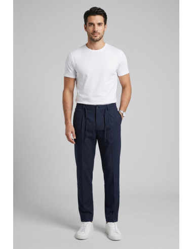 Moro pantalaccio in misto cotone stretch con pinces MES2681 [db70fcb7]