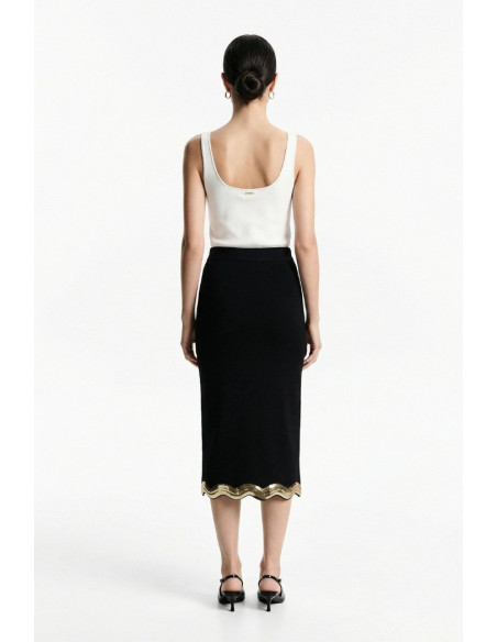 Influencer gonna aderente in maglia con paillettes 05J7765 [841270c4]