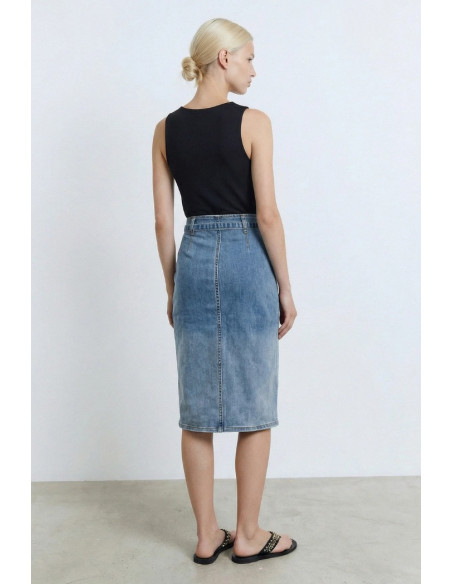 Influencer gonna longuette in denim 05P124 [a100650d]