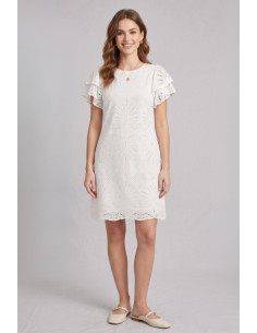 Fresh Flower abito in cotone con pizzo Sangallo e rouches FD670 [4d91cc02]