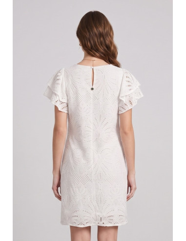 Fresh Flower abito in cotone con pizzo Sangallo e rouches FD670 [23aa4e0b]