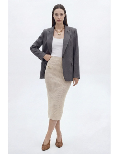 Influencer gonna aderente in maglia a costine 05J7760 [2cf45e1f]