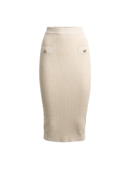 Influencer gonna aderente in maglia a costine 05J7760 [29a41901]