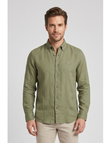 North Sails camicia in lino con collo botton down 664452 [2e31dec2]