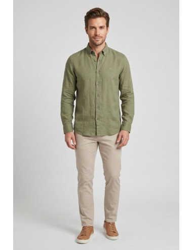 North Sails camicia in lino con collo botton down 664452 [400a5ccb]