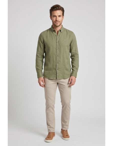 North Sails camicia in lino con collo botton down 664452 [400a5ccb]
