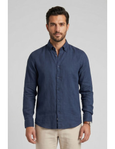 North Sails camicia in lino con collo botton down 664452 [6a094719]