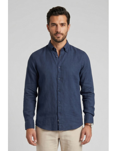 North Sails camicia in lino con collo botton down 664452 [6a094719]