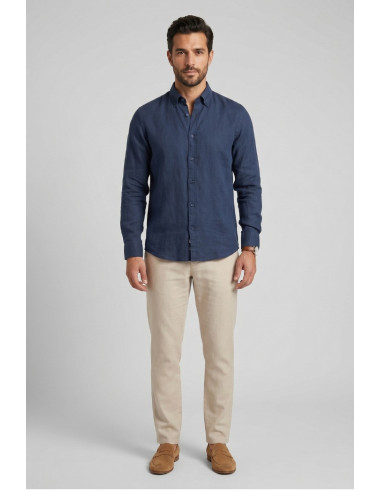 North Sails camicia in lino con collo botton down 664452 [0432c510]