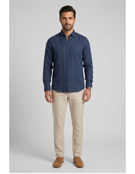 North Sails camicia in lino con collo botton down 664452 [0432c510]