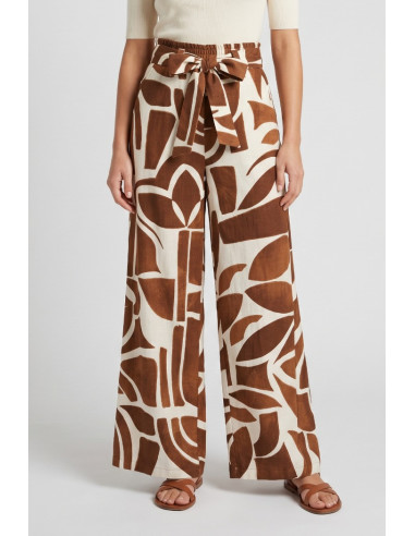 Fly Girl pantalone palazzo in viscosa a fantasia 31322/01 [c637ba70]