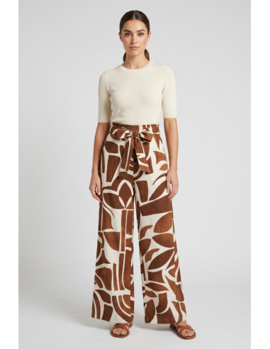 Fly Girl pantalone palazzo in viscosa a fantasia 31322/01 [a80c3879]