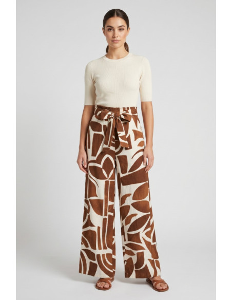 Fly Girl pantalone palazzo in viscosa a fantasia 31322/01 [a80c3879]