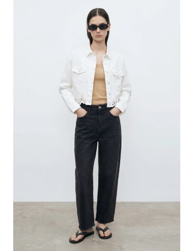Influencer giubbino in denim con orlo smerlato 05P140 [2bb5f09d]