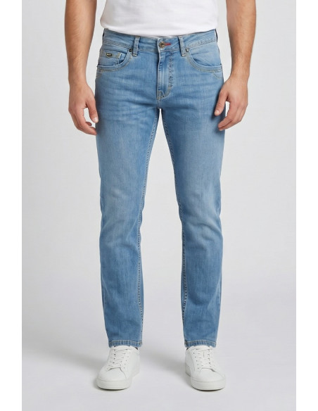 Rifle jeans in denim di cotone stretch lavaggio chiaro RF409 [de0f4c37]