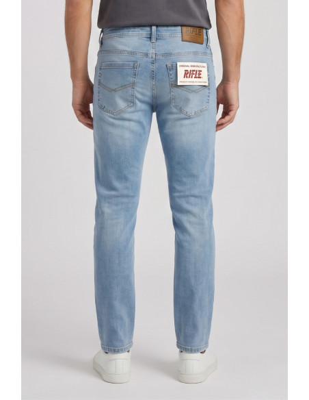 Rifle jeans in denim di cotone stretch lavaggio medio RF571 [9f11874d]