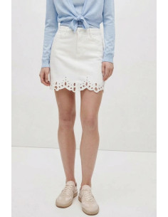 Influencer gonna in denim con orlo smerlato 05P141 [cd990ab9]