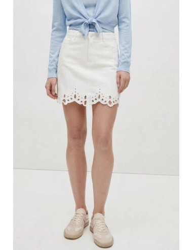 Influencer gonna in denim con orlo smerlato 05P141 [cd990ab9]