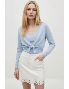 Influencer gonna in denim con orlo smerlato 05P141 [cd990ab9] 2