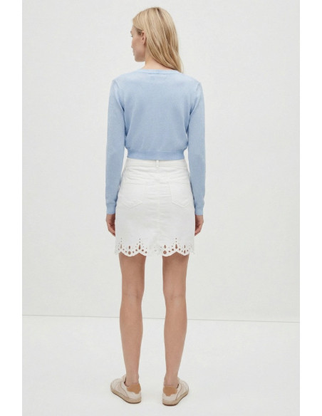 Influencer gonna in denim con orlo smerlato 05P141 [a3a288b0]