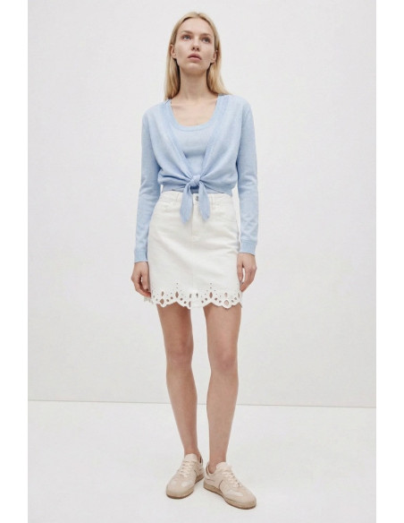 Influencer gonna in denim con orlo smerlato 05P141 [a6f2cfae]