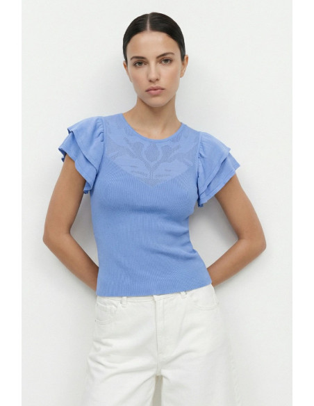 Influencer maglia manica corta con ricamo jacquard 05Q10372 [8f9dceec]