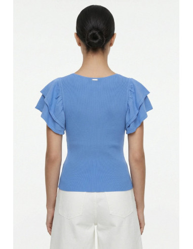 Influencer maglia manica corta con ricamo jacquard 05Q10372 [56bb8de1]
