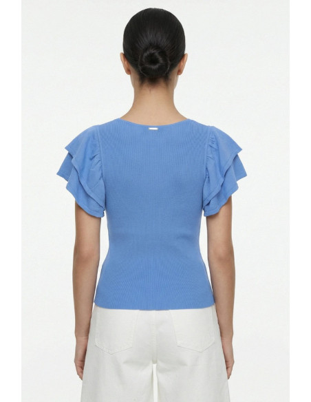 Influencer maglia manica corta con ricamo jacquard 05Q10372 [56bb8de1]